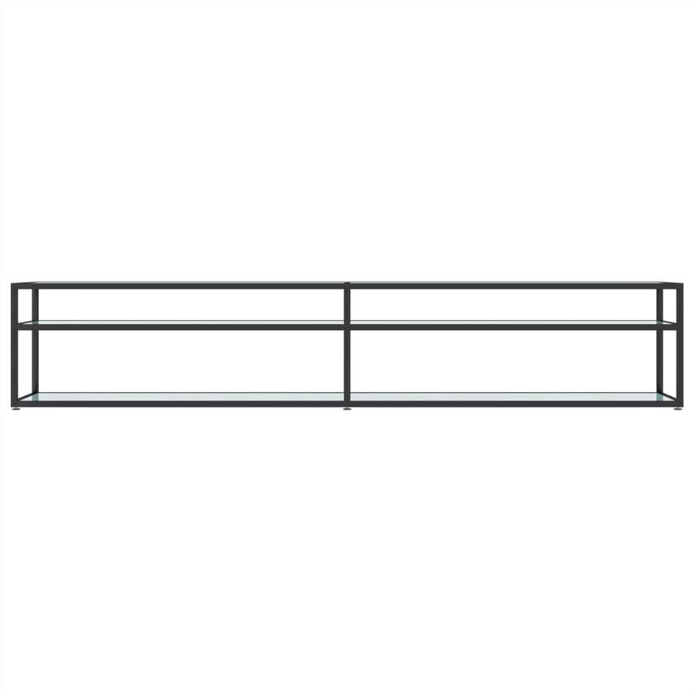 TV Cabinet White Marble 220x40x40.5 cm Tempered Glass