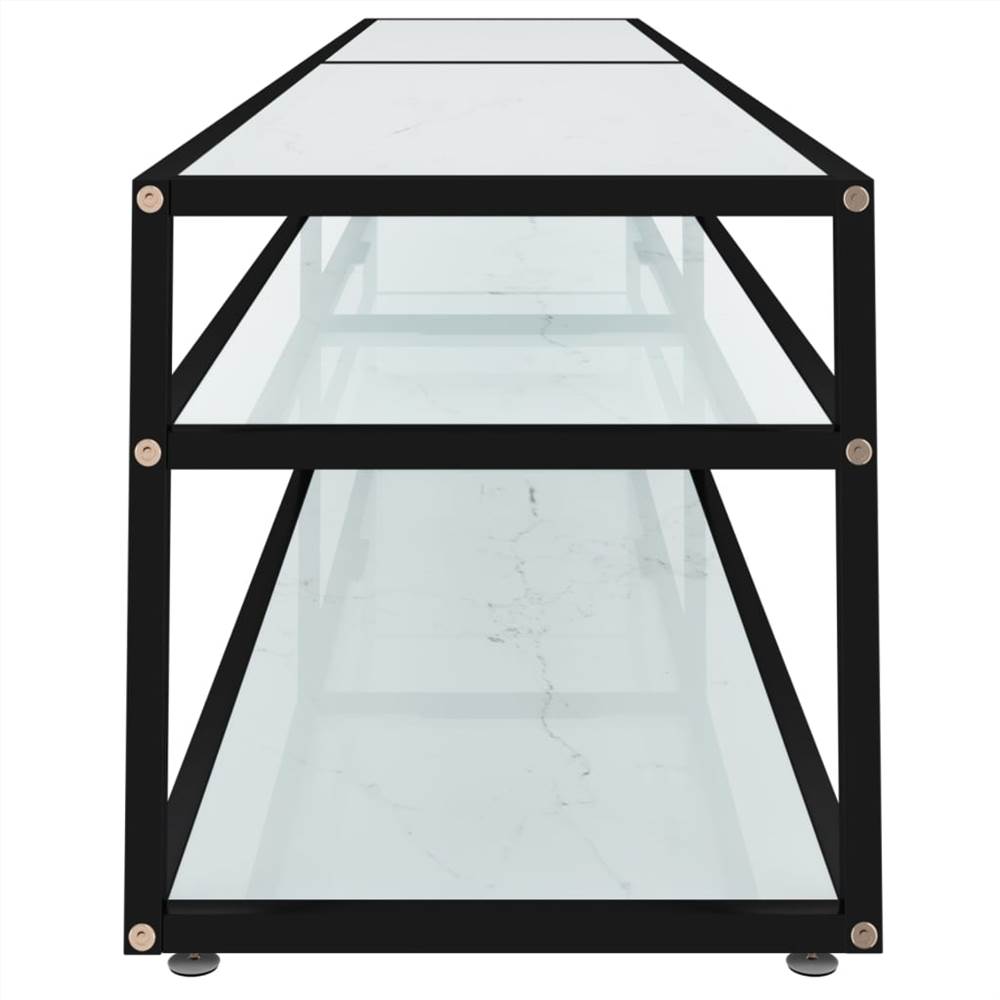 TV Cabinet White Marble 220x40x40.5 cm Tempered Glass