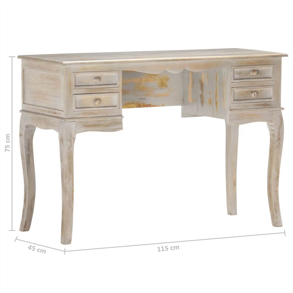 Desk Grey 115x45x75 cm Solid Mango Wood