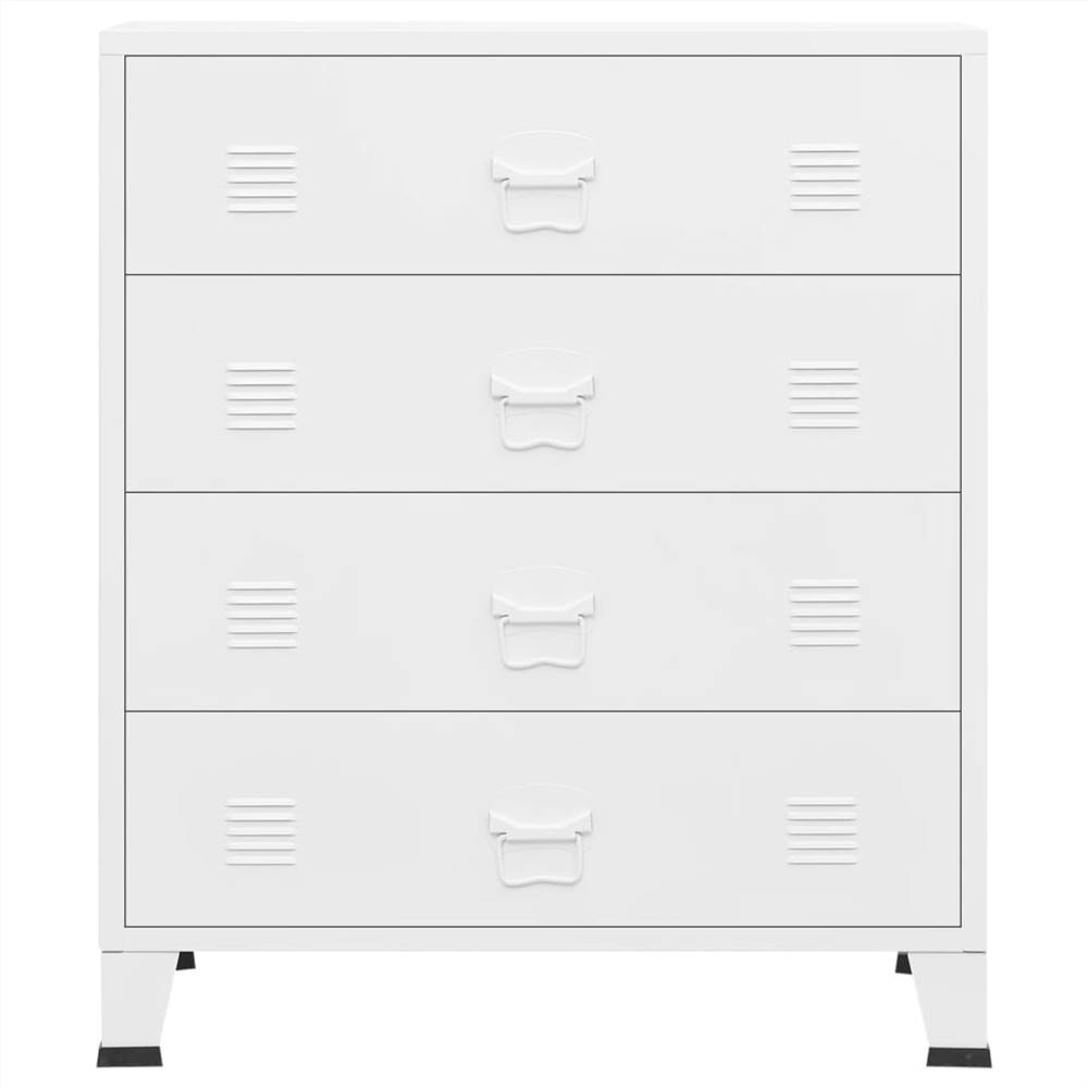 Industrial Drawer Cabinet White 78x40x93 cm Metal