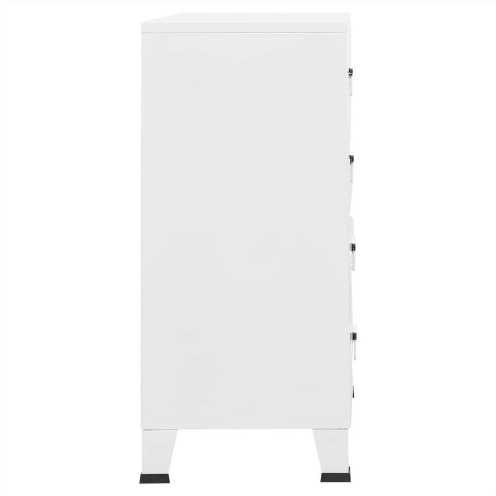 Industrial Drawer Cabinet White 78x40x93 cm Metal