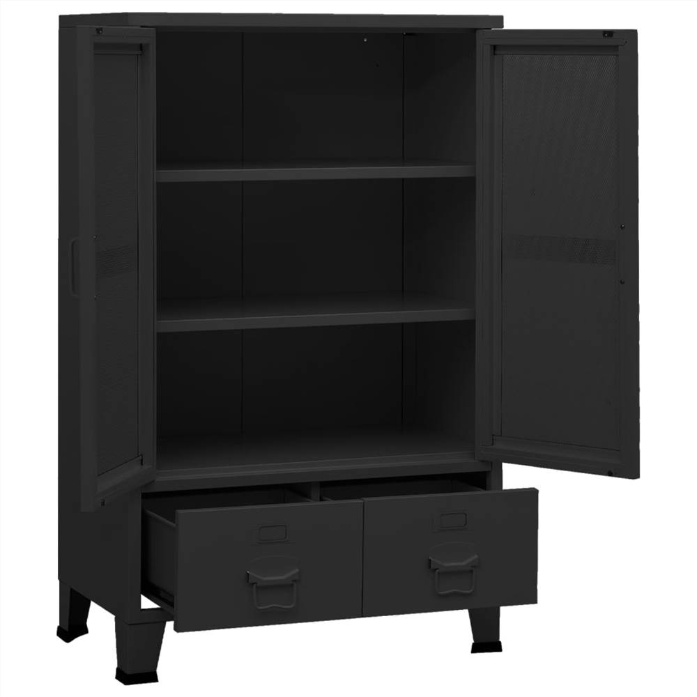 Industrial Storage Cabinet Black 70x40x115 cm Metal