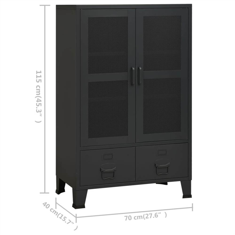 Industrial Storage Cabinet Black 70x40x115 cm Metal