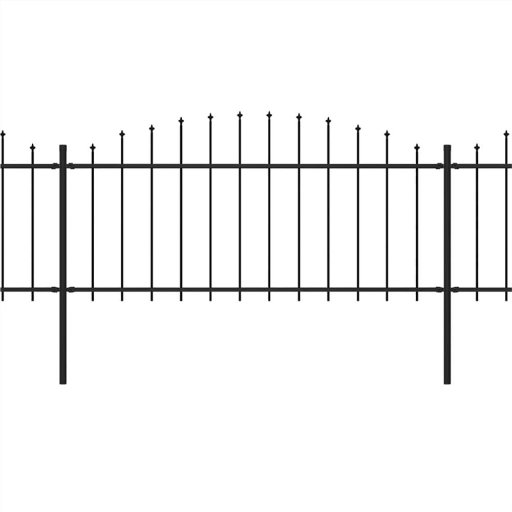 Garden Fence with Spear Top Steel (0.5-0.75)x15.3 m Black