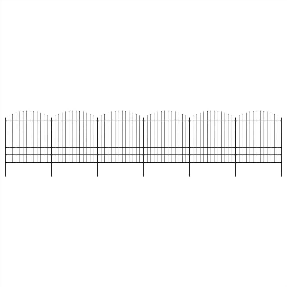 

Garden Fence with Spear Top Steel (1.75-2)x10.2 m Black