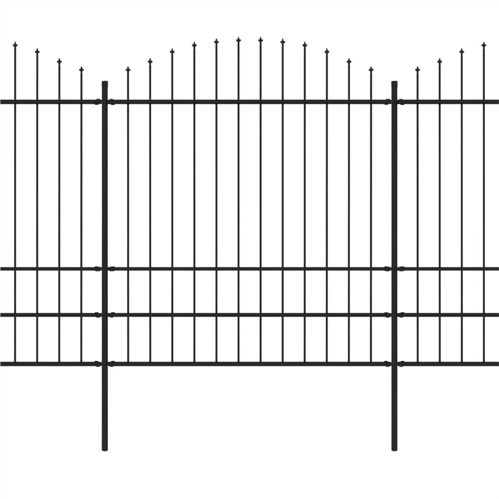 Garden Fence with Spear Top Steel (1.75-2)x11.9 m Black