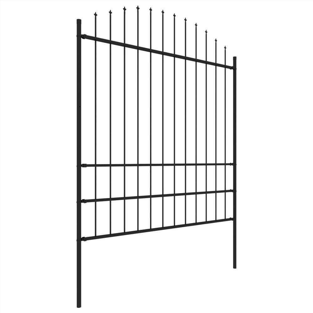Garden Fence with Spear Top Steel (1.75-2)x11.9 m Black