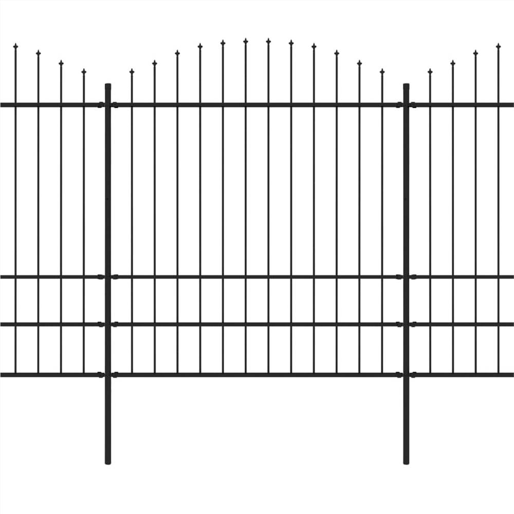 Garden Fence with Spear Top Steel (1.75-2)x13.6 m Black