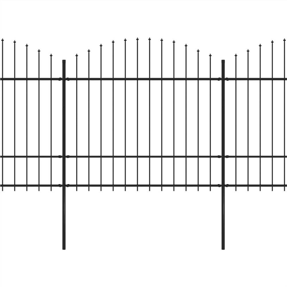 Garden Fence with Spear Top Steel (1.5-1.75)x6.8 m Black