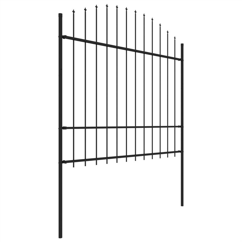 Garden Fence with Spear Top Steel (1.5-1.75)x6.8 m Black