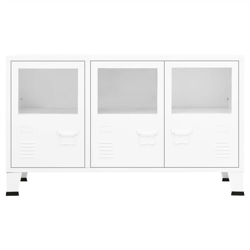 Industrial Sideboard White 105x35x62 cm Metal and Glass
