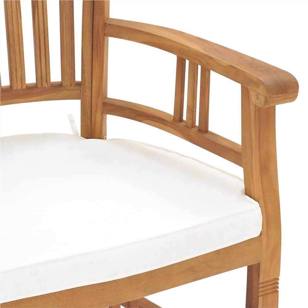 Garden Chairs 2 pcs with Cream White Cushions Solid Teak Wood