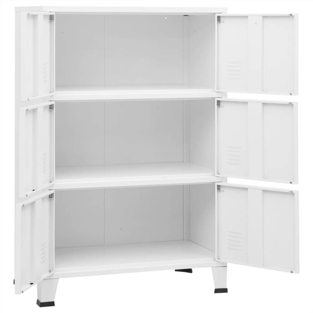 Industrial Filing Cabinet White 75x40x115 cm Metal