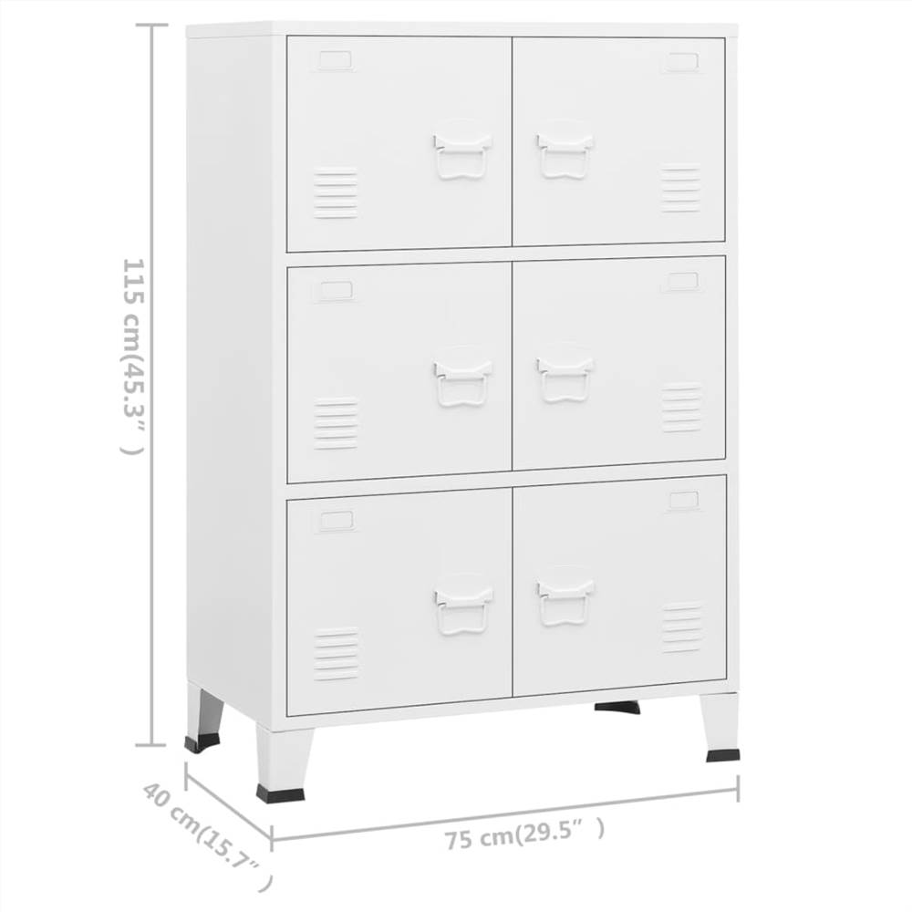 Industrial Filing Cabinet White 75x40x115 cm Metal