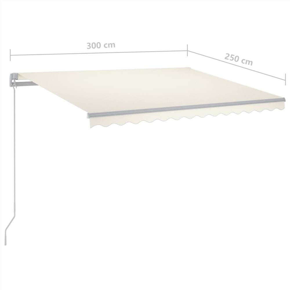 Automatic Awning with LED & Wind Sensor 3x2.5 m Cream