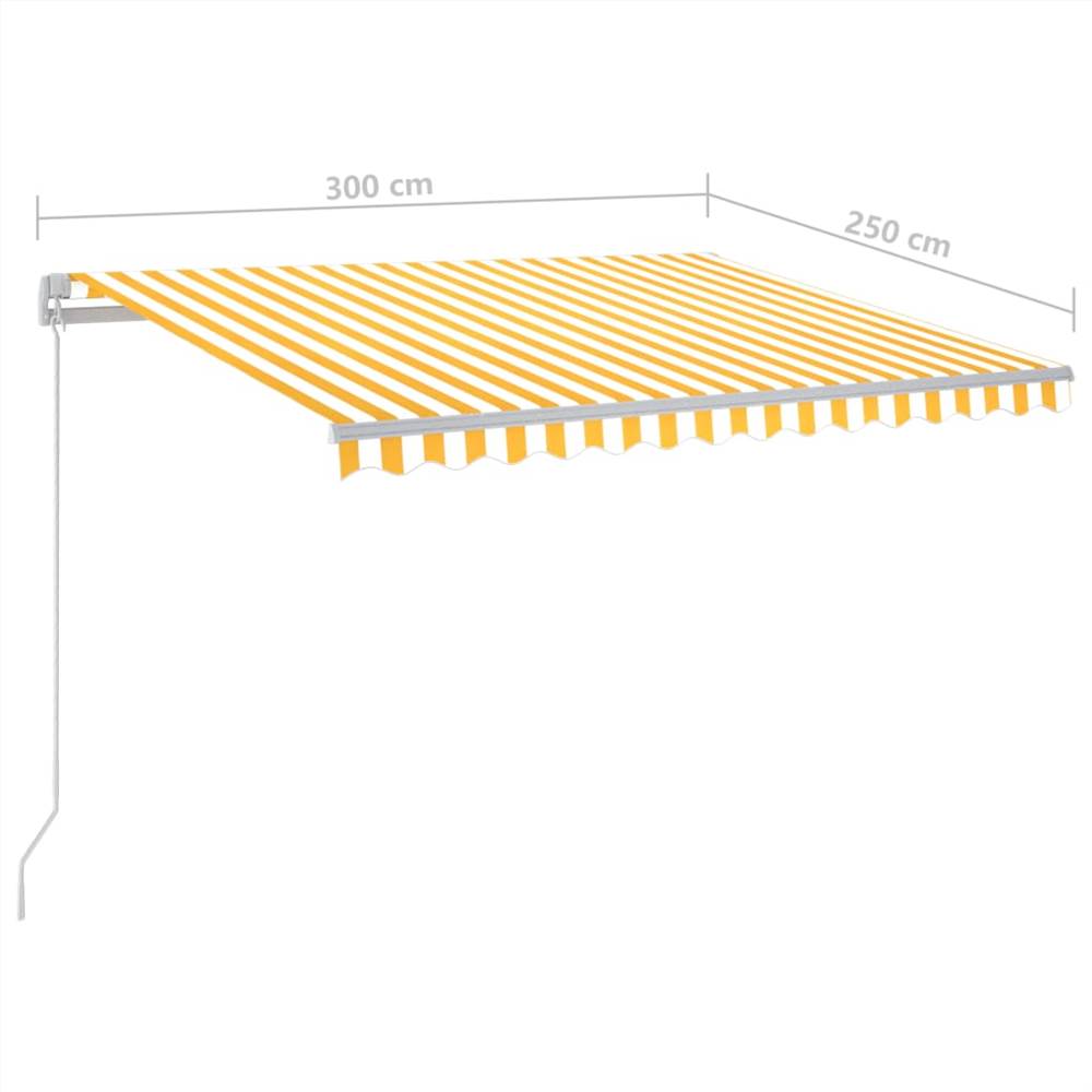 Automatic Awning with LED&Wind Sensor 3x2.5 m Yellow&White