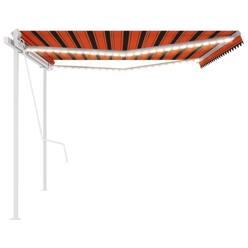 Automatic Awning with LED&Wind Sensor 5x3 m Orange&Brown