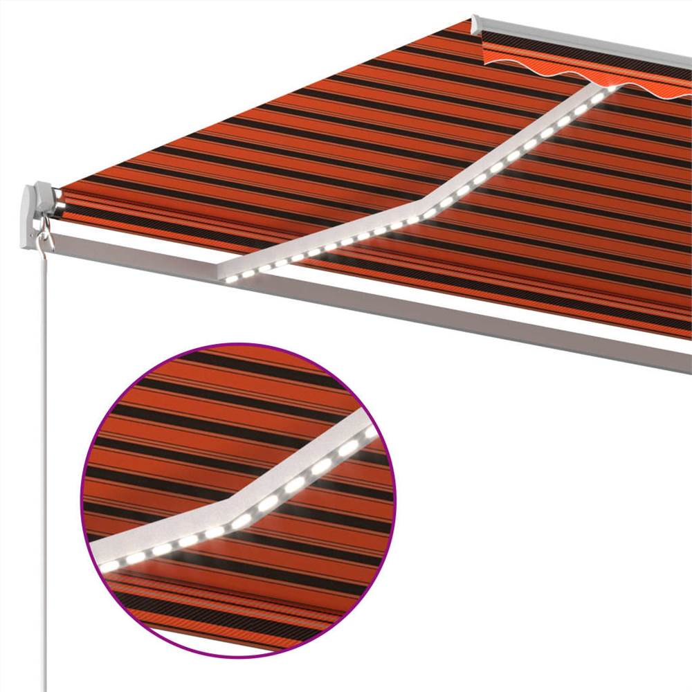Automatic Awning with LED&Wind Sensor 5x3 m Orange&Brown