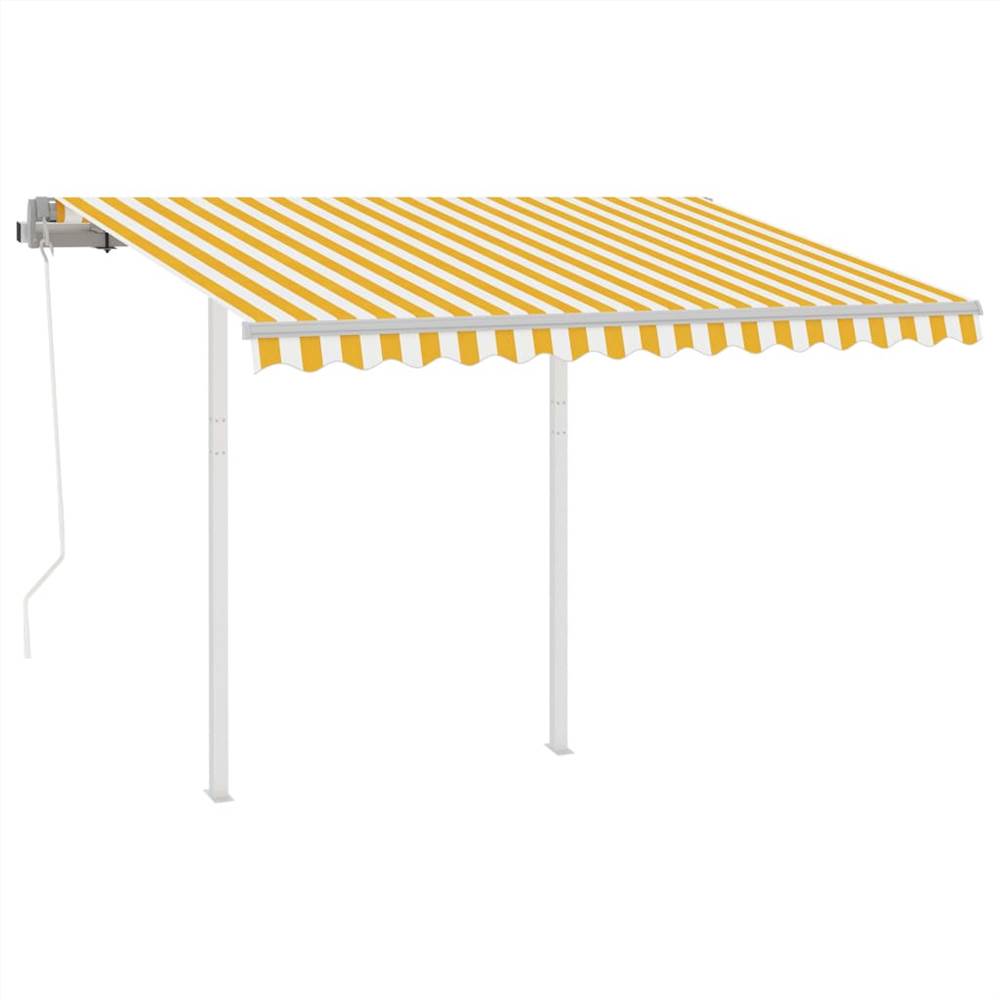 Automatic Retractable Awning with Posts 3x2.5 m Yellow&White