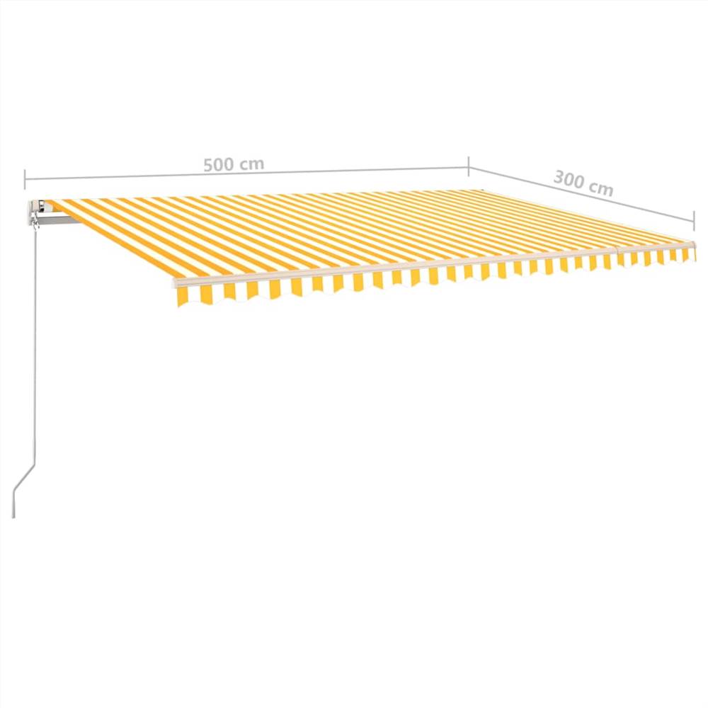 Automatic Retractable Awning with Posts 5x3 m Yellow&White
