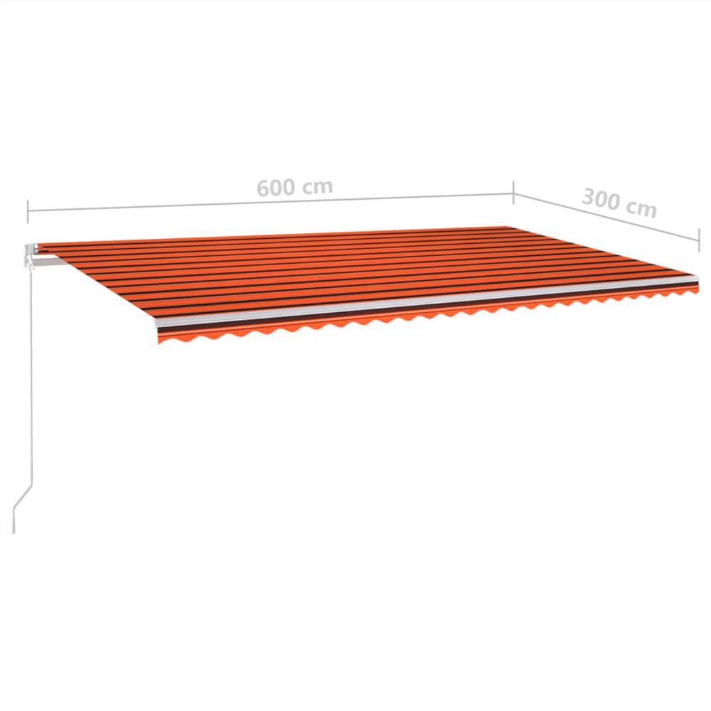 Automatic Retractable Awning with Posts 6x3 m Orange&Brown