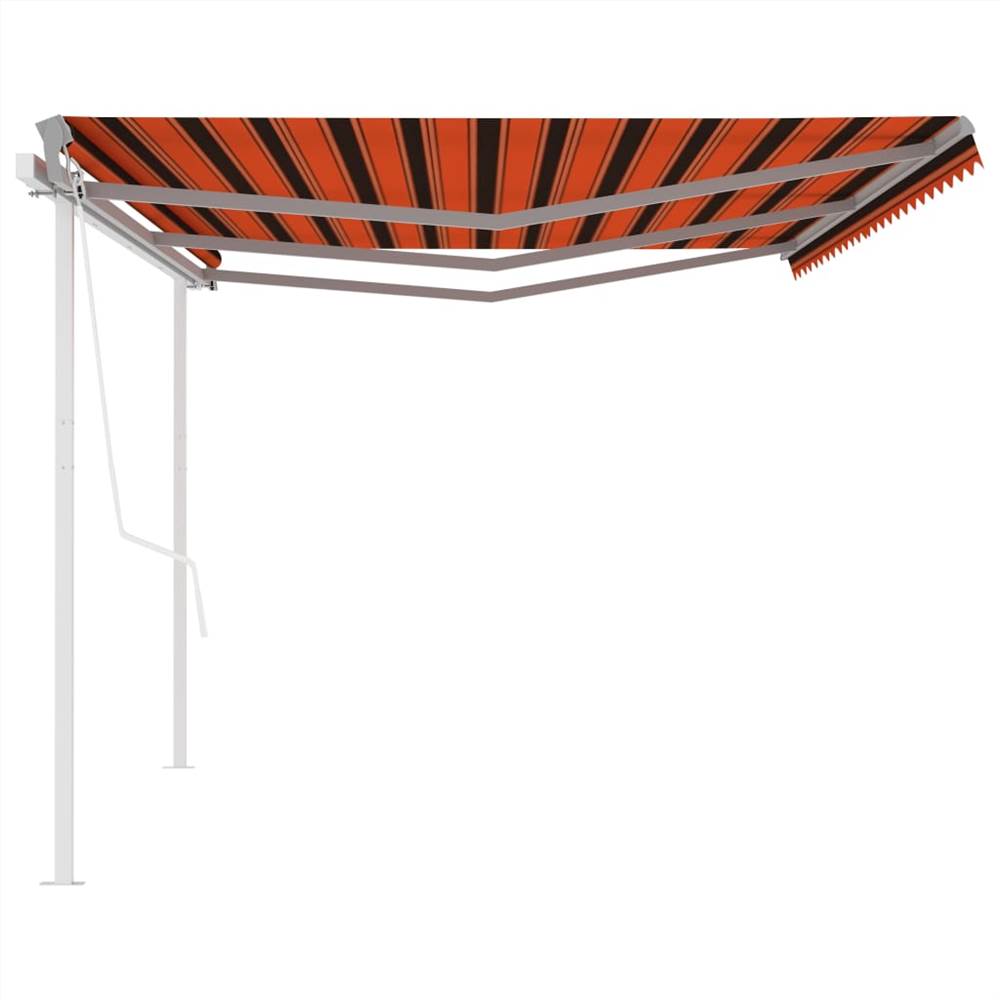 Automatic Retractable Awning with Posts 6x3 m Orange&Brown