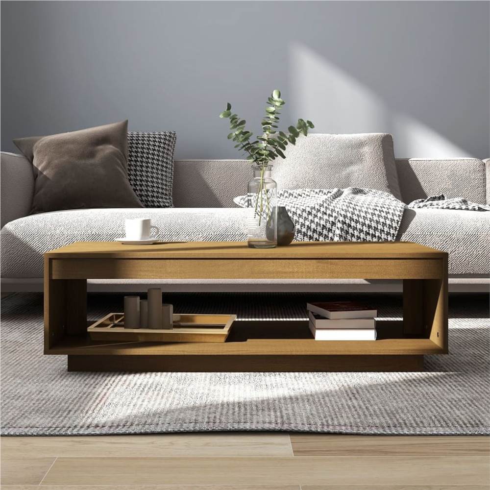 Coffee Table Honey Brown 110x50x33.5 cm Solid Pinewood