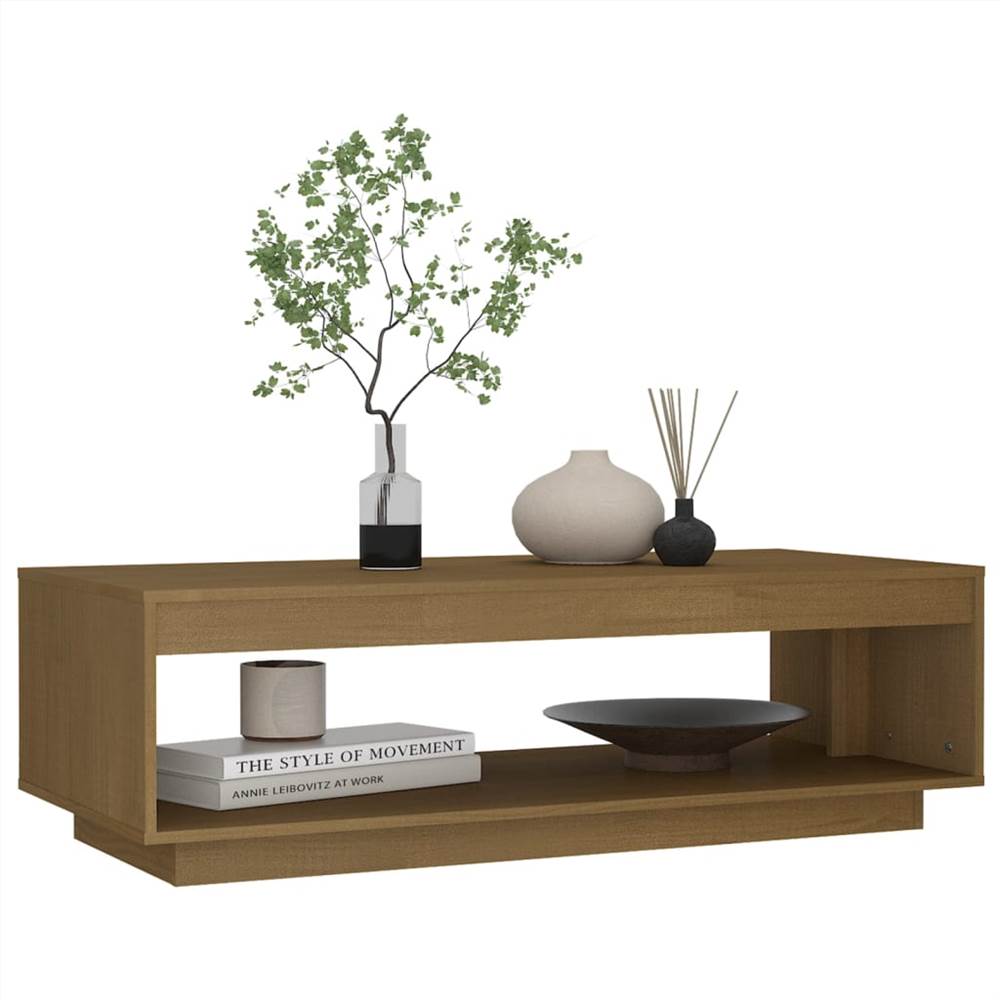 Coffee Table Honey Brown 110x50x33.5 cm Solid Pinewood