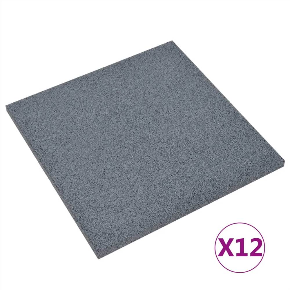 Fall Protection Tiles 12 pcs Rubber 50x50x3 cm Grey