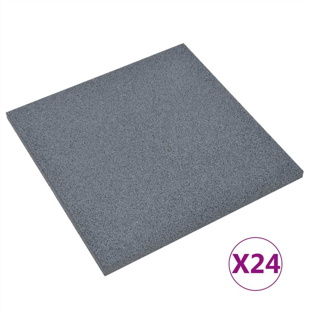 Fall Protection Tiles 24 pcs Rubber 50x50x3 cm Grey