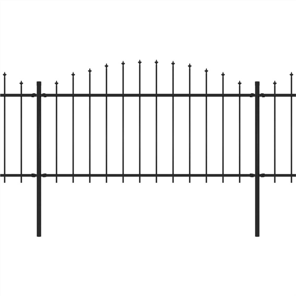 Garden Fence with Spear Top Steel (1.25-1.5)x11.9 m Black