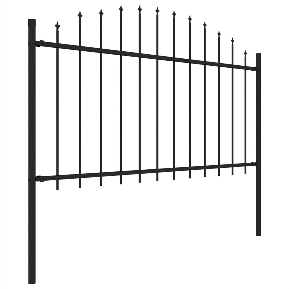 Garden Fence with Spear Top Steel (1.25-1.5)x11.9 m Black