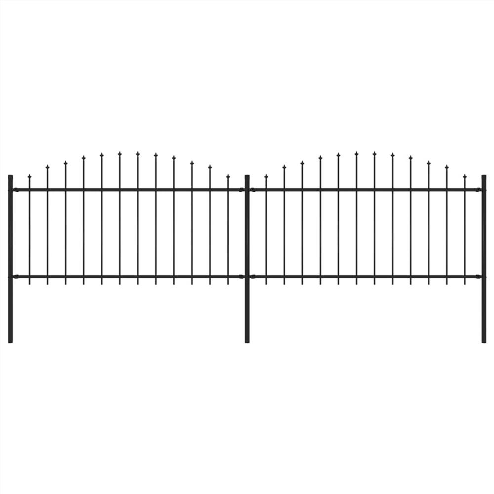 

Garden Fence with Spear Top Steel (1.25-1.5)x3.4 m Black