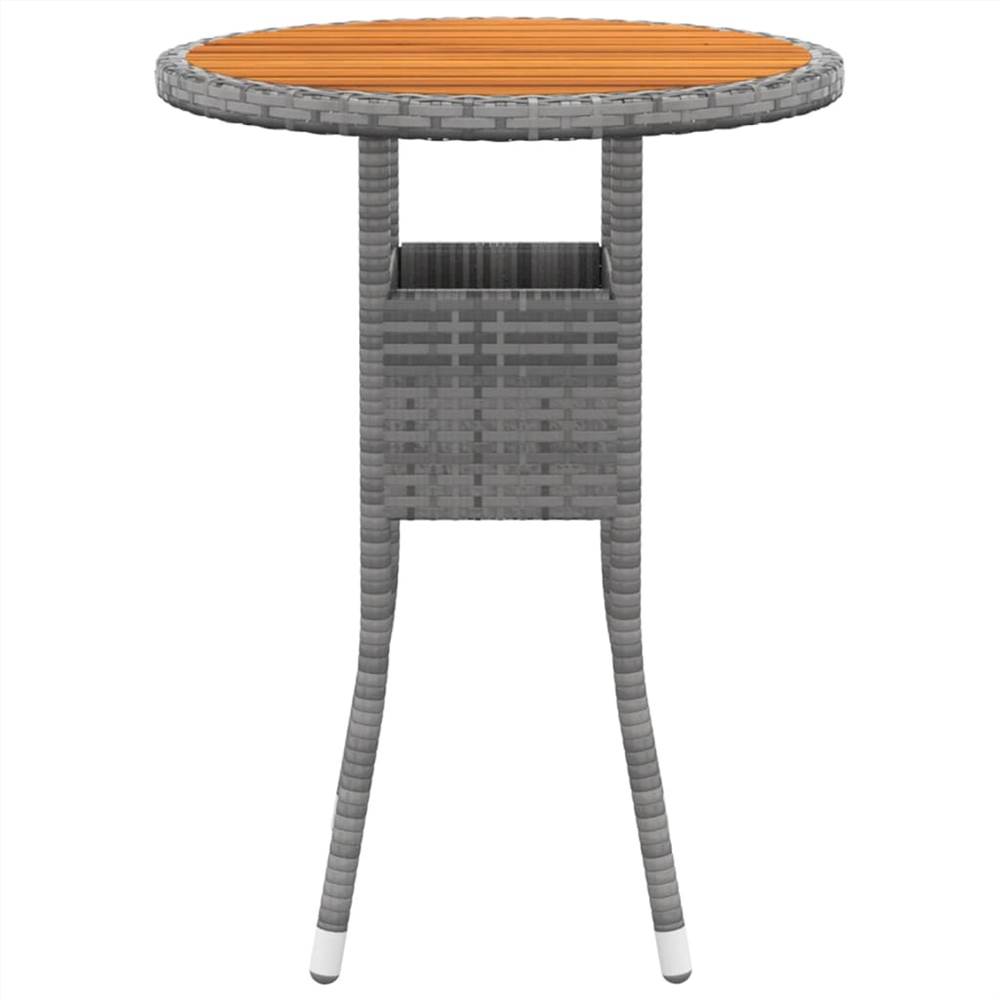 Garden Table Ø60x75 cm Acacia Wood and Poly Rattan Grey