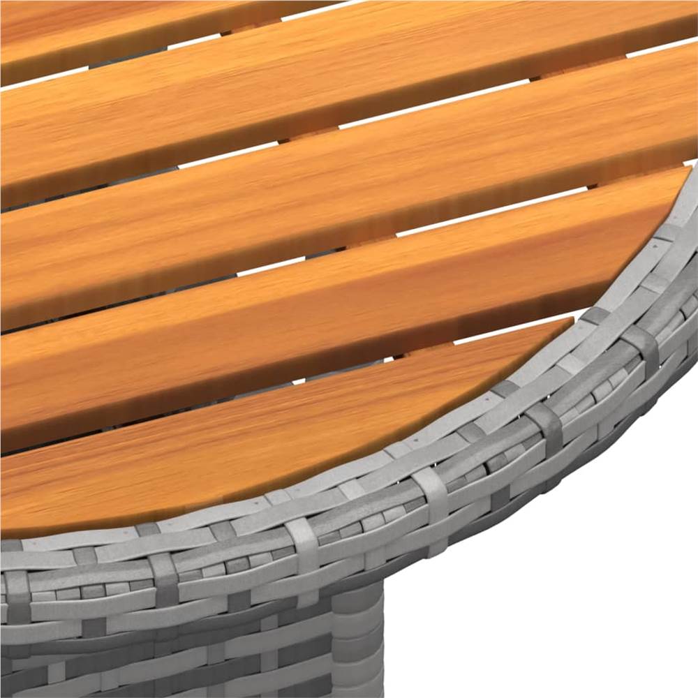 Garden Table Ø60x75 cm Acacia Wood and Poly Rattan Grey