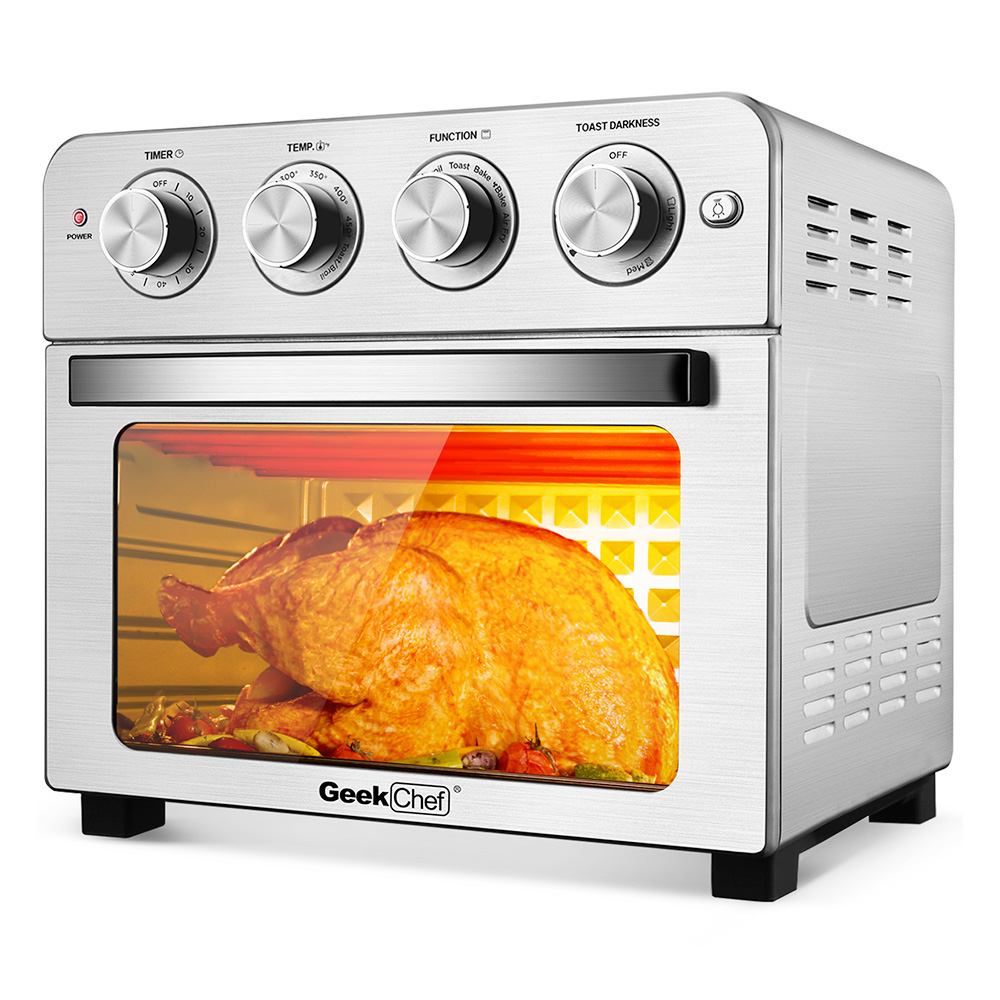 

Geek Chef Air Fry Oven, Countertop Toaster Oven, 3-Rack Levels, 16 Preset Modes, Stainless Steel (24.5Qt 1700W)
