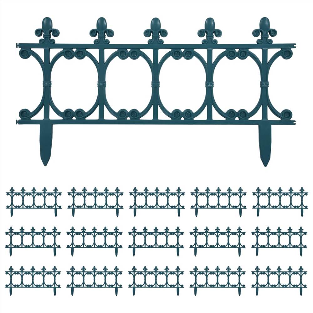 Lawn Edgings 16 pcs Green 10 m PP