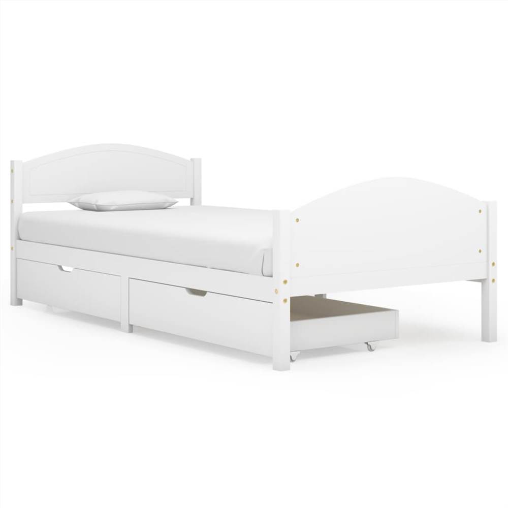 Bed Frame with 2 Drawers Dark Grey Solid Wood Pine 100x200 cm