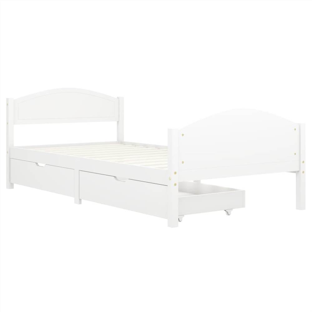 Bed Frame with 2 Drawers Dark Grey Solid Wood Pine 100x200 cm