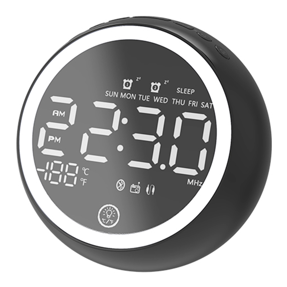 

GREEN TIME X10 Bluetooth 5.0 Alarm Clock Speaker Bedside Night Light, LED Display Computer Audio, FM Radio - Black