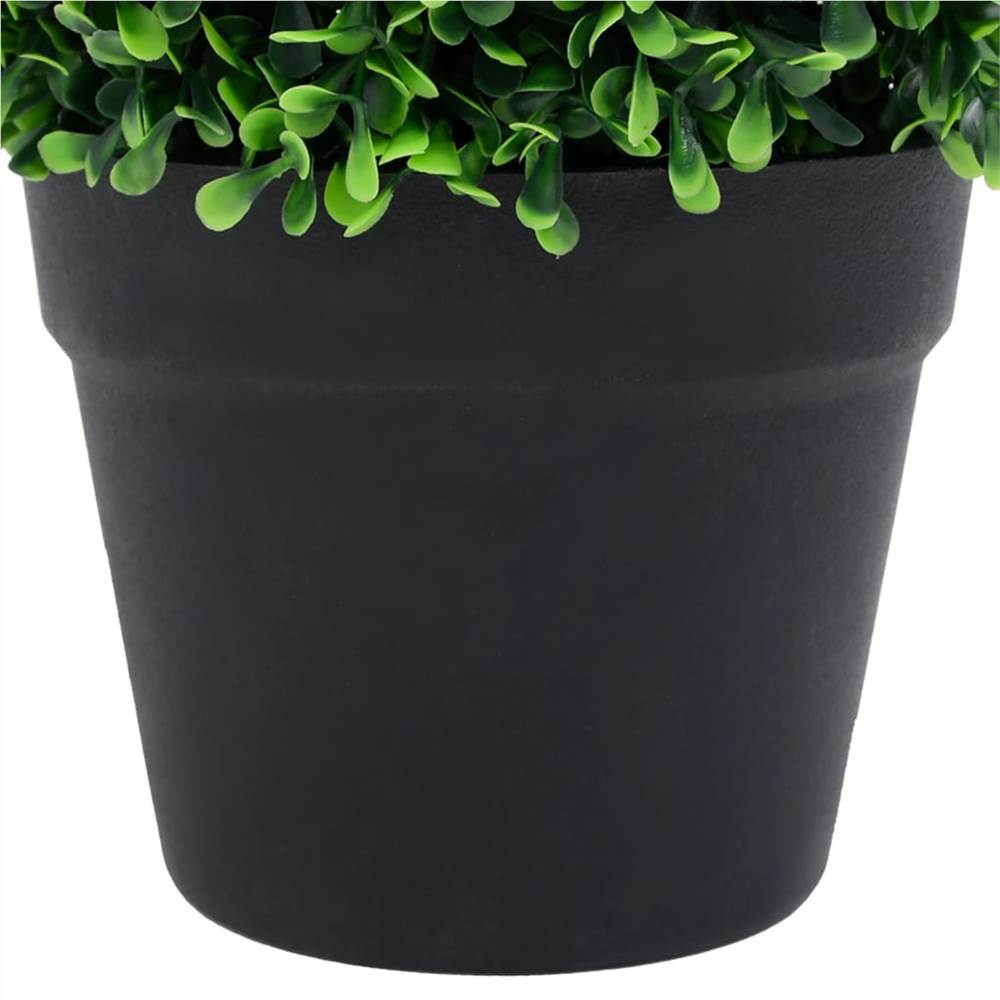 Artificial Boxwood Plants 2 pcs with Pots Ball Shaped Green 37 cm