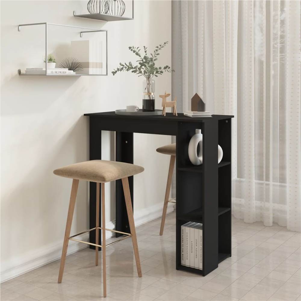 Bar Table with Shelf Black 102x50x103.5 cm Chipboard