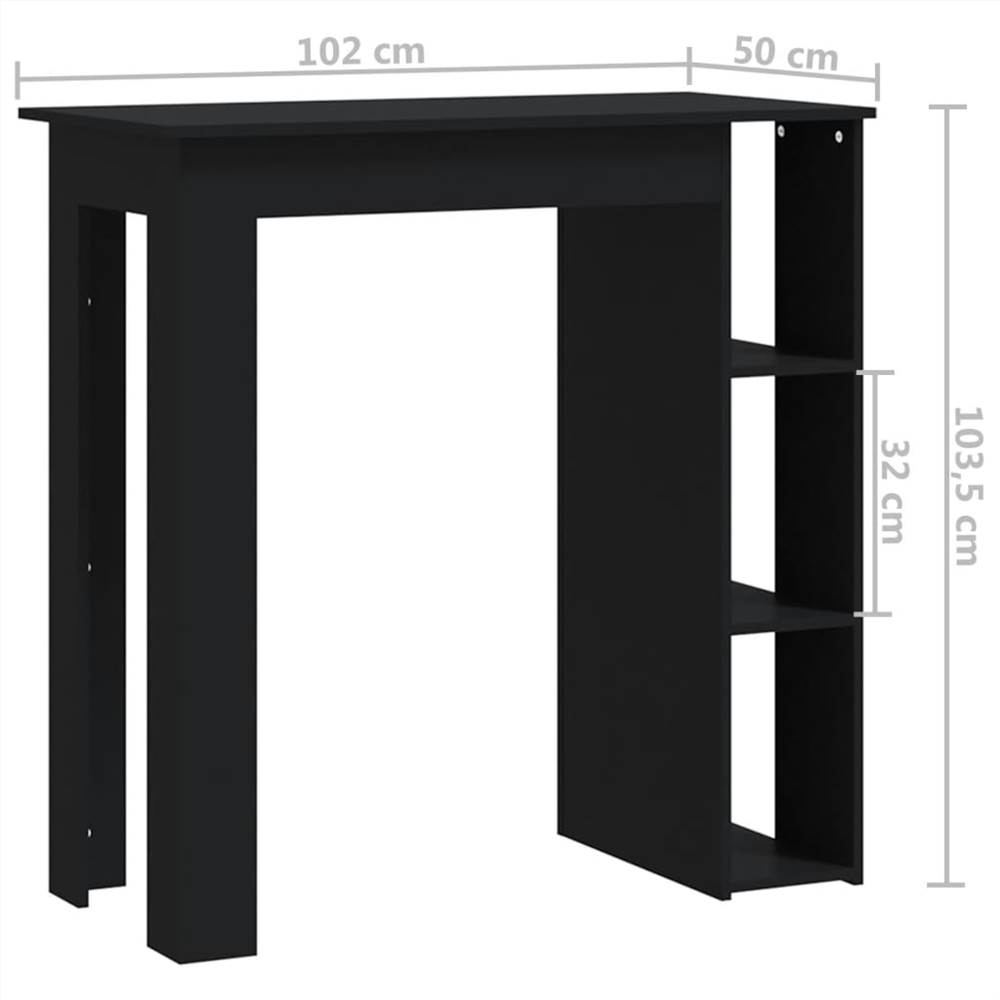 Bar Table with Shelf Black 102x50x103.5 cm Chipboard