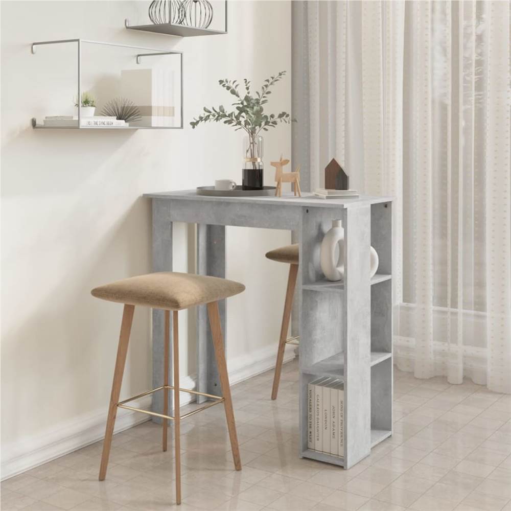 Bar Table with Shelf Concrete Grey 102x50x103.5 cm Chipboard