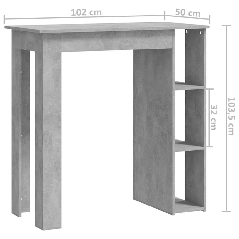 Bar Table with Shelf Concrete Grey 102x50x103.5 cm Chipboard