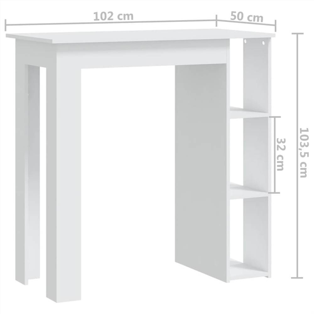 Bar Table with Shelf White 102x50x103.5 cm Chipboard