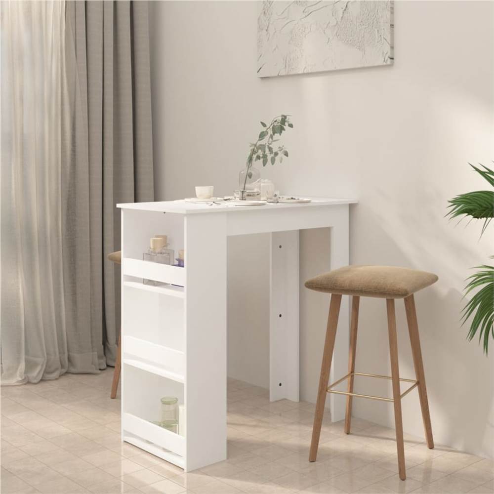 Bar Table with Storage Rack White 102x50x103.5 cm Chipboard