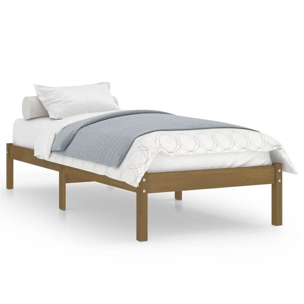 Bed Frame Honey Brown Solid Pinewood 90x200 cm