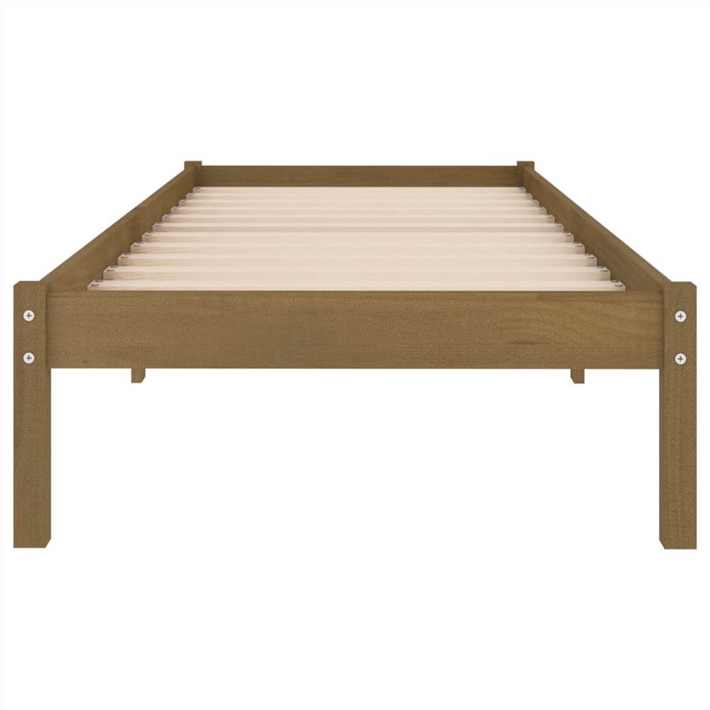 Bed Frame Honey Brown Solid Pinewood 90x200 cm
