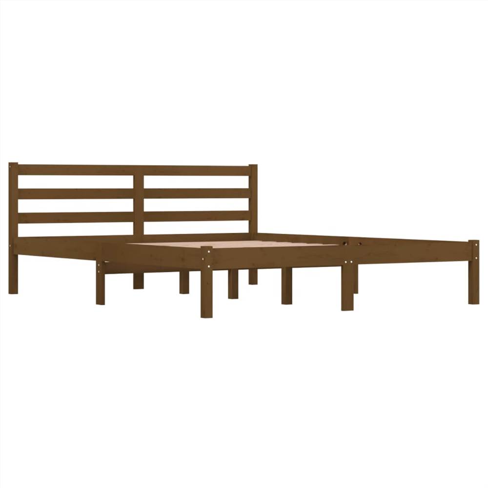 Bed Frame Solid Wood Pine 160x200 cm Honey Brown 5FT King Size